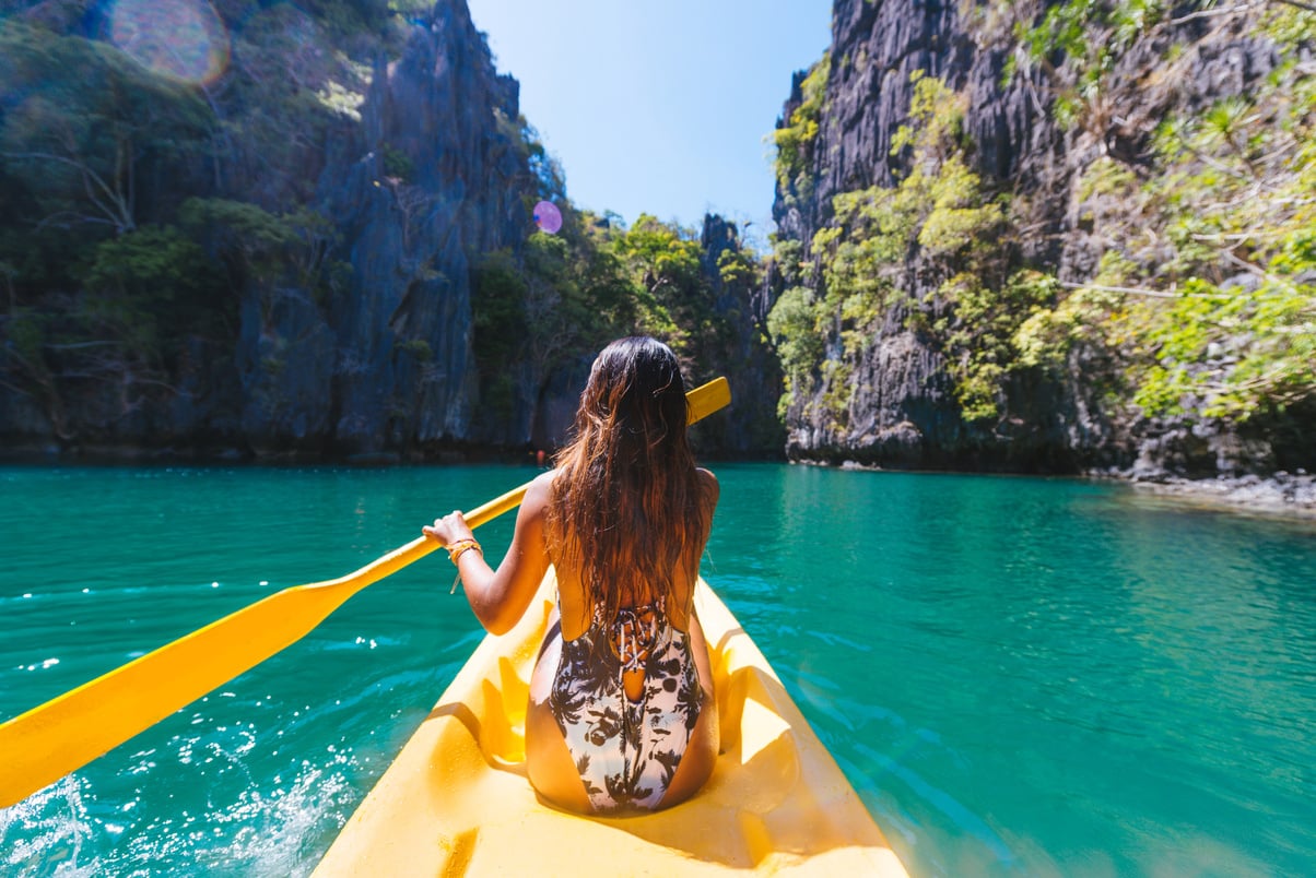 Woman Kayaking in Big Lagoon